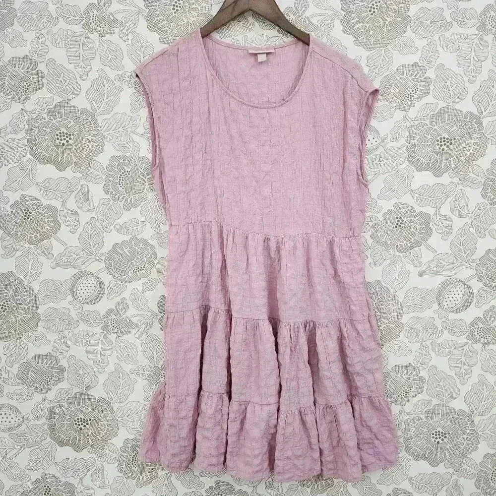 💥   Mauve Textured Cap Sleeve Tunic Mini Dress M